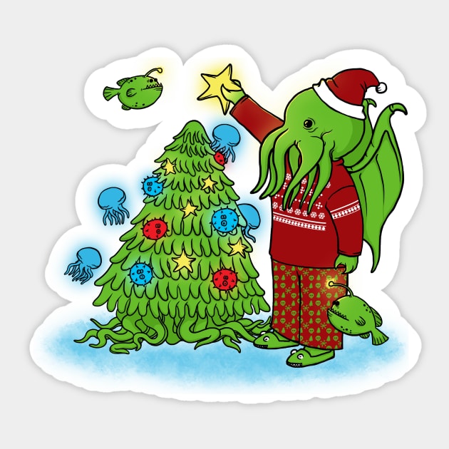 Christmas Cthulhu Sticker by pigboom